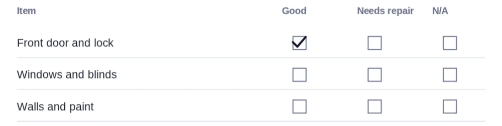 Click a box to add checkmark to PDF checklists