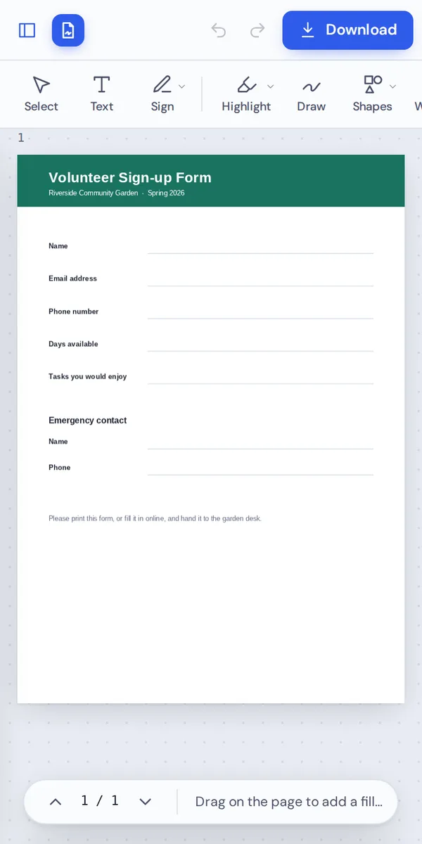 Create fillable PDF forms on a phone