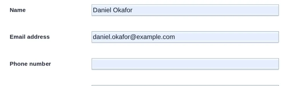 Typing into the new fields to test the form after you create fillable PDF files