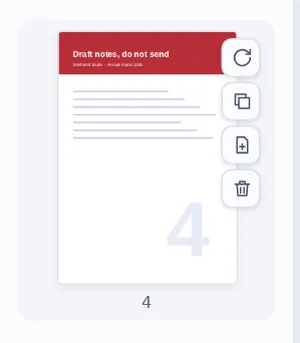 Delete button on a page thumbnail used to delete PDF pages