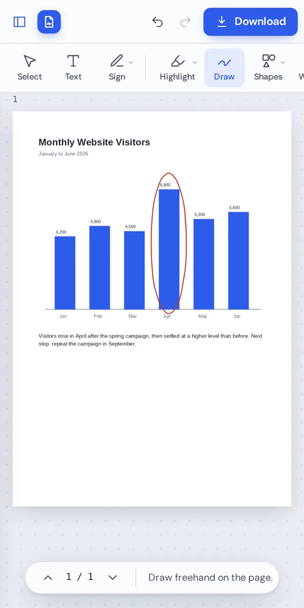 Draw on PDF with a finger on a phone