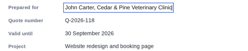 Typing new words in place to edit PDF text