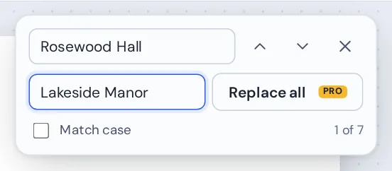 Replace all button used to find and replace in PDF pages in one step