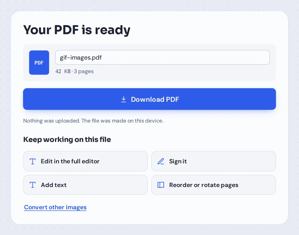 The document made with GIF to PDF, ready to download