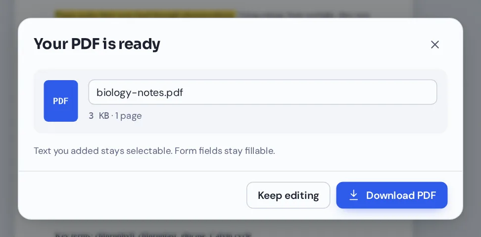 Download the marked-up file after you highlight PDF pages