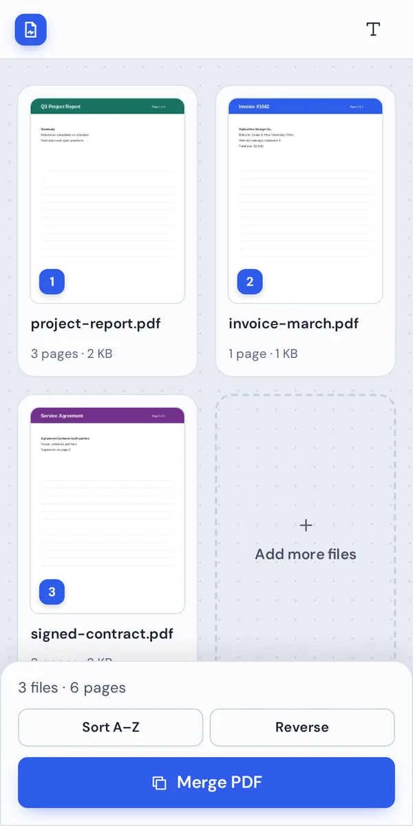 Choosing files on a phone with the PDF editor for Android