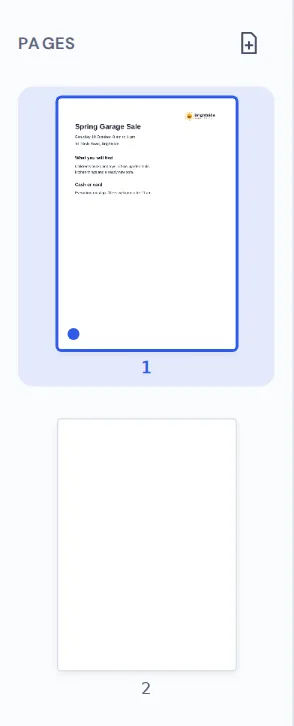A second page added in the sidebar of the PDF maker