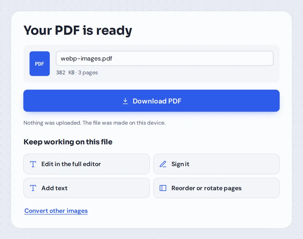 The recipe PDF made with WebP to PDF, ready to download