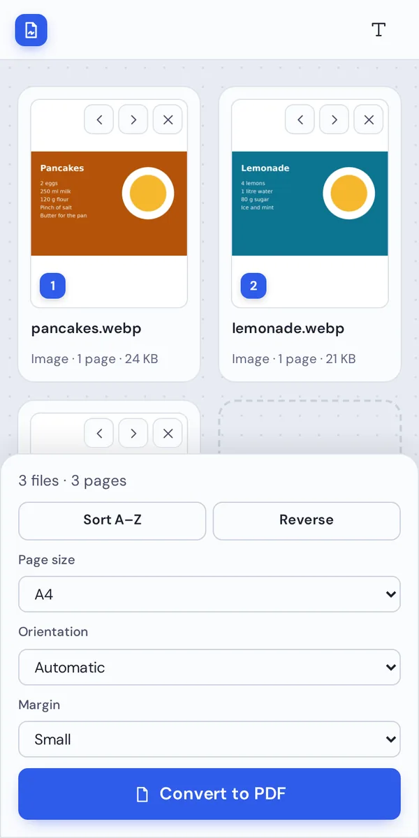 WebP to PDF on a phone, turning saved web images into one file