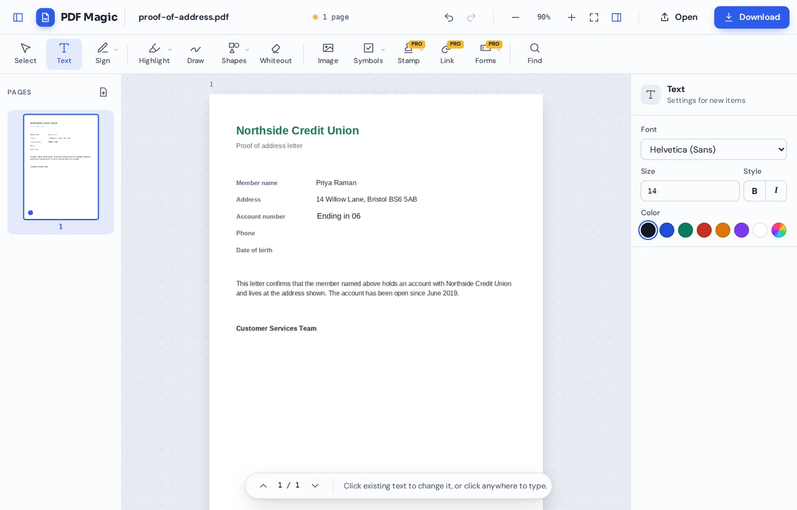 Covering account details in a private PDF editor that never uploads the file